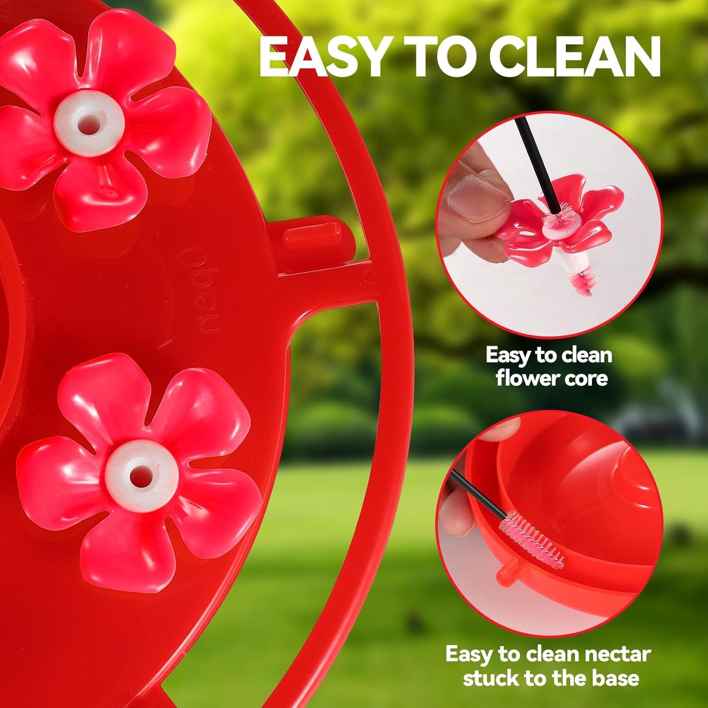 30 Pack Hummingbird Feeder Replacement Flowers, Bee-Proof Plastic Red 
