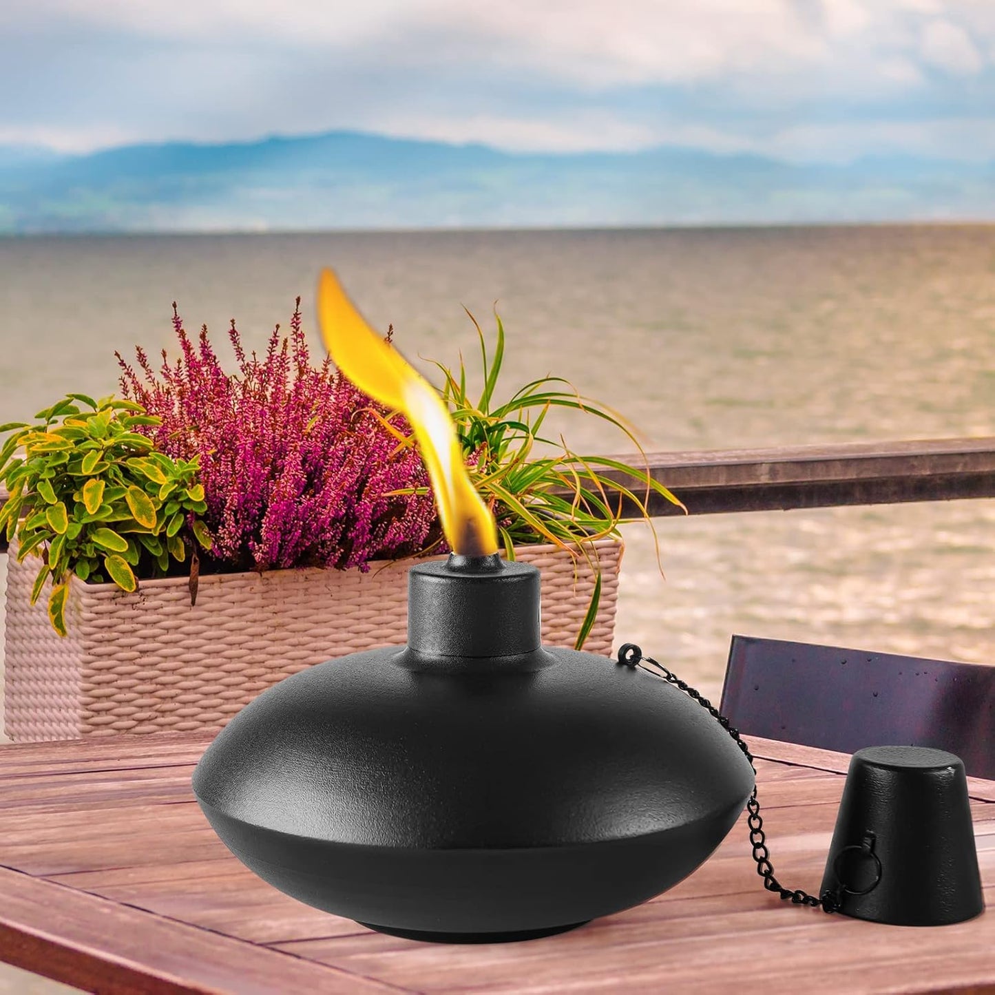 ZSZMFH 4 Pack Metal Table Top Torches,18 oz Citronella Torches for Out