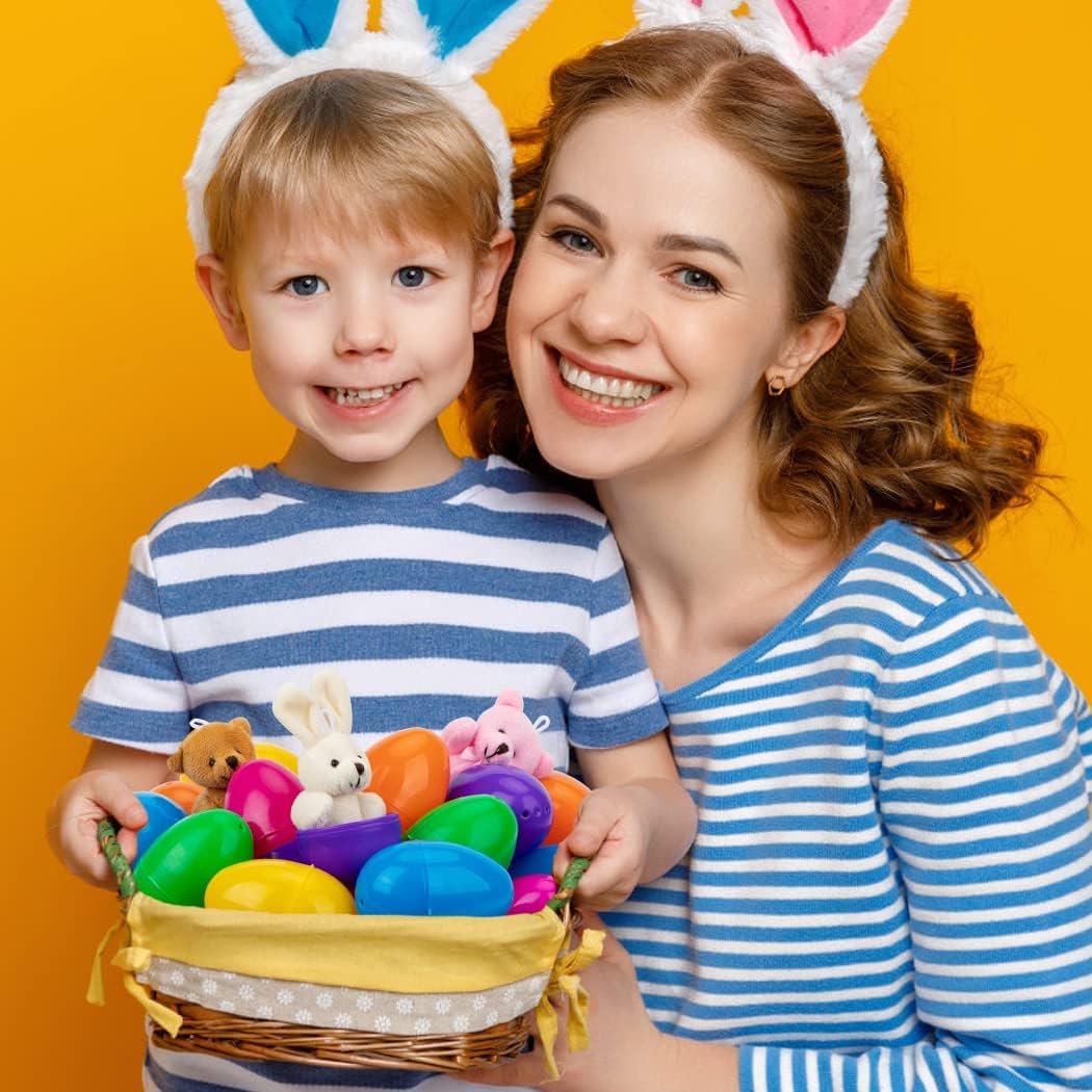 NEWBEA 12 Pack Prefilled Easter Eggs with Stuffed Animals,3.15" Plasti