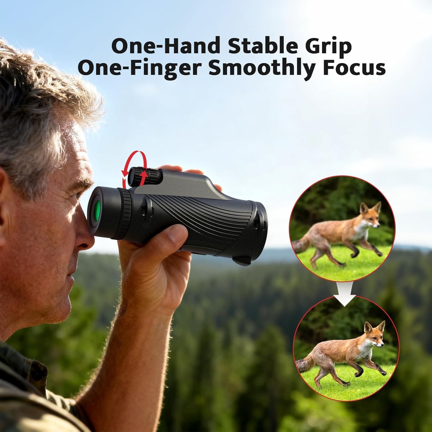 Monocular Telescope, 10x42 Monoculars for Adults, Usogood Compact Portable Waterproof Monocular with Hand Strap, Lightweight Handheld Pocket Telescope for Bird Watching