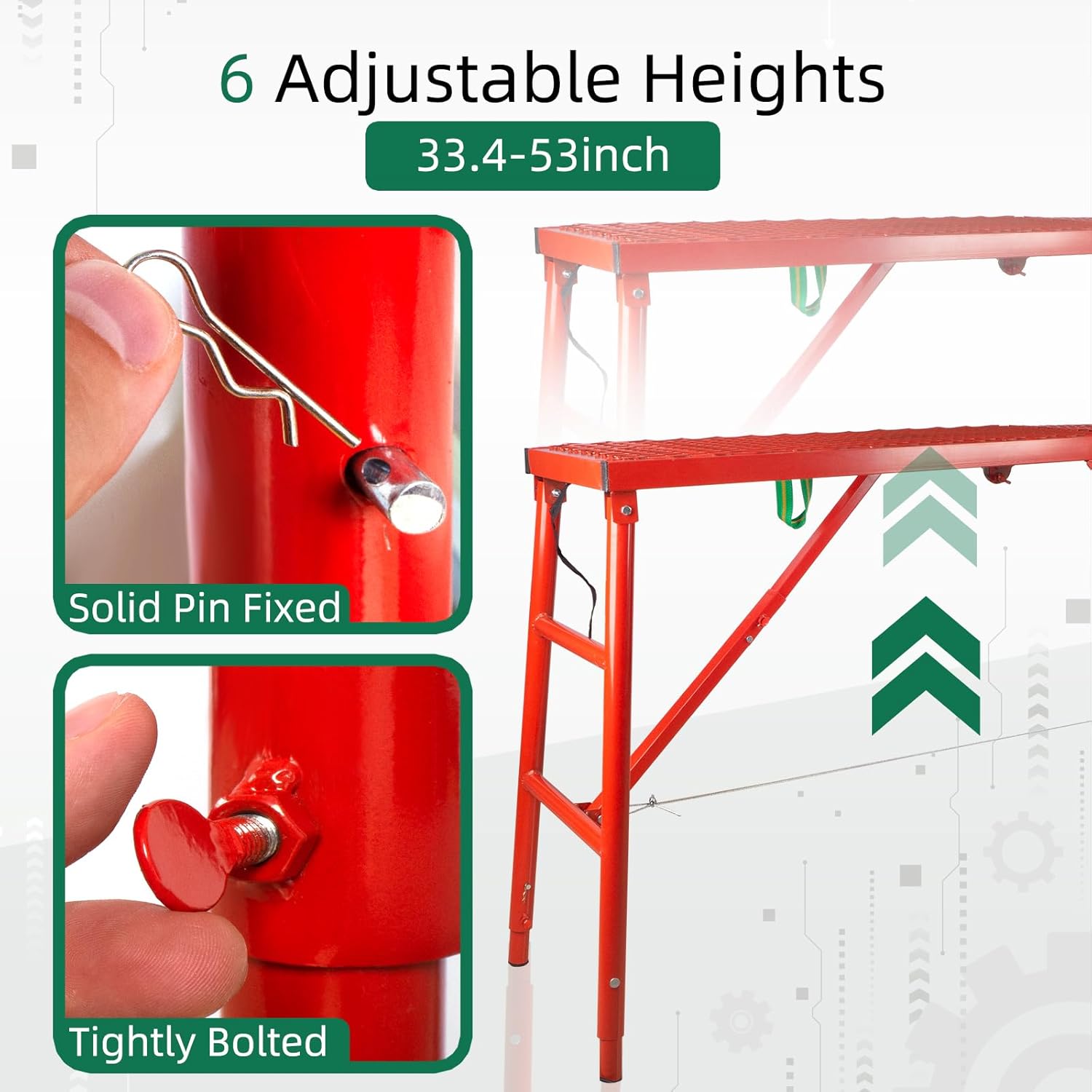 Folding Scaffolding Platform, 71(L) x15.7(W) x51(H)''770 Lbs, Adjustab