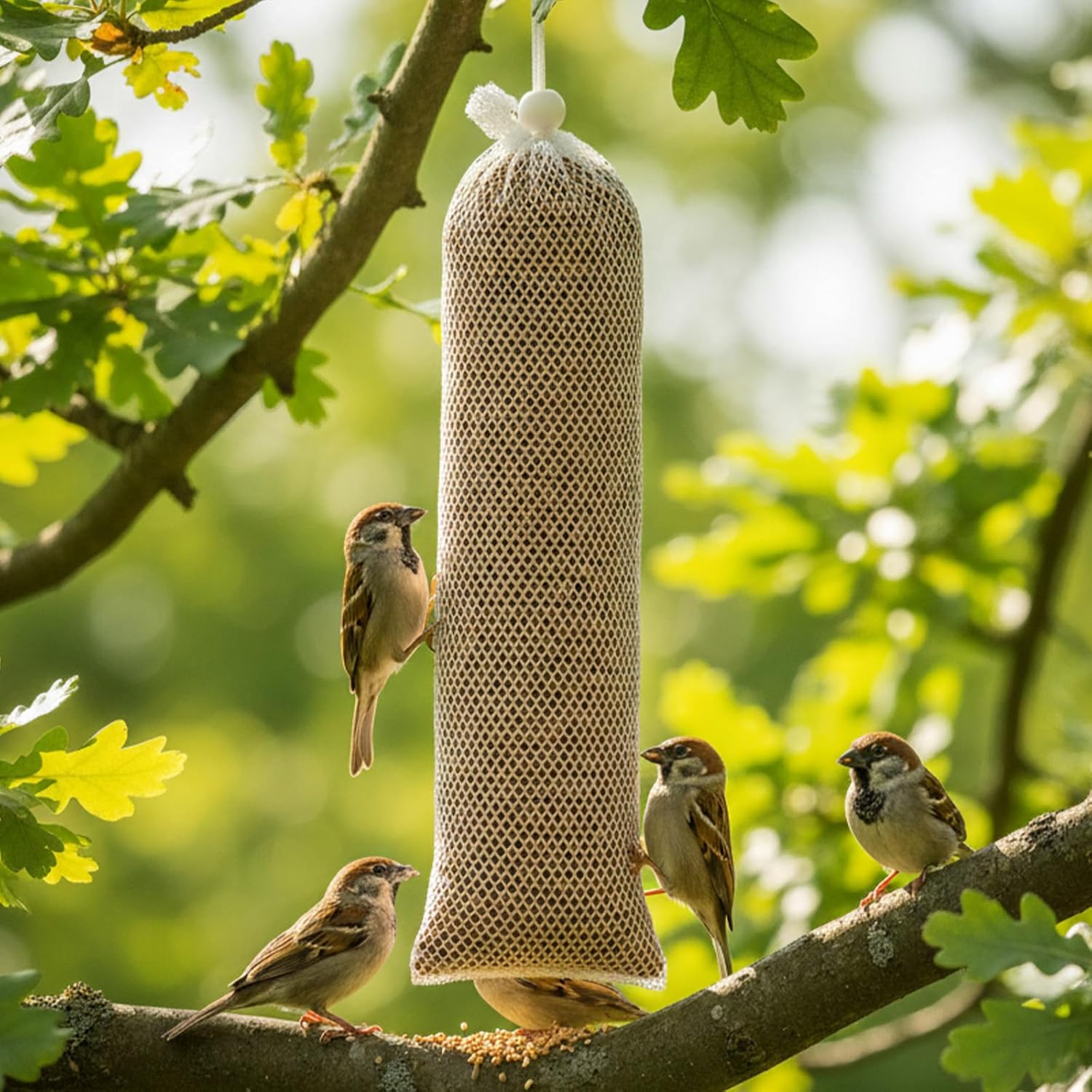 6 pcs Finch Sock, White Finch Sock Feeder for Outdoor Hanging Bird Fee