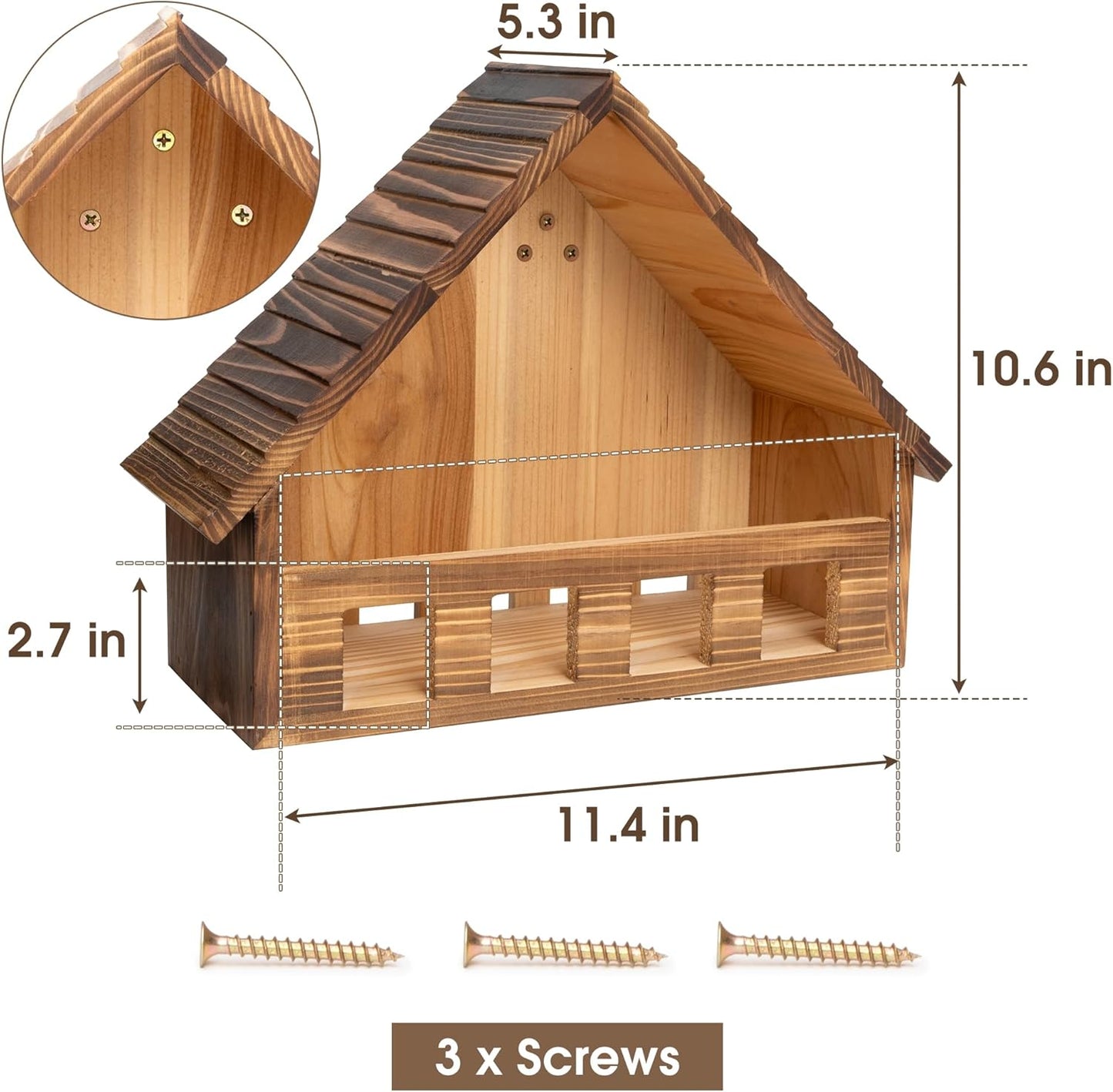 SWANGSA Mourning Dove Nesting Box, Carbonized Cedar Birdhouses for Outdoor Doves and Other Small Birds