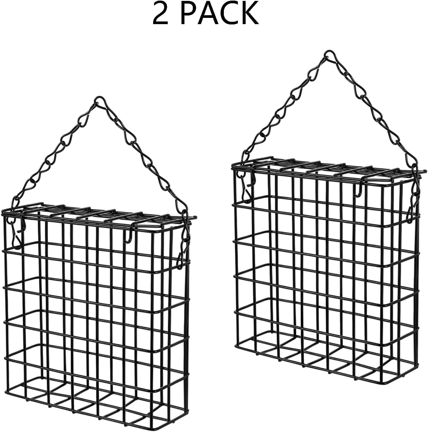 Pack of 2 Bird Suet Cake Feeder for Hanging Outside Metal Garden Yard 