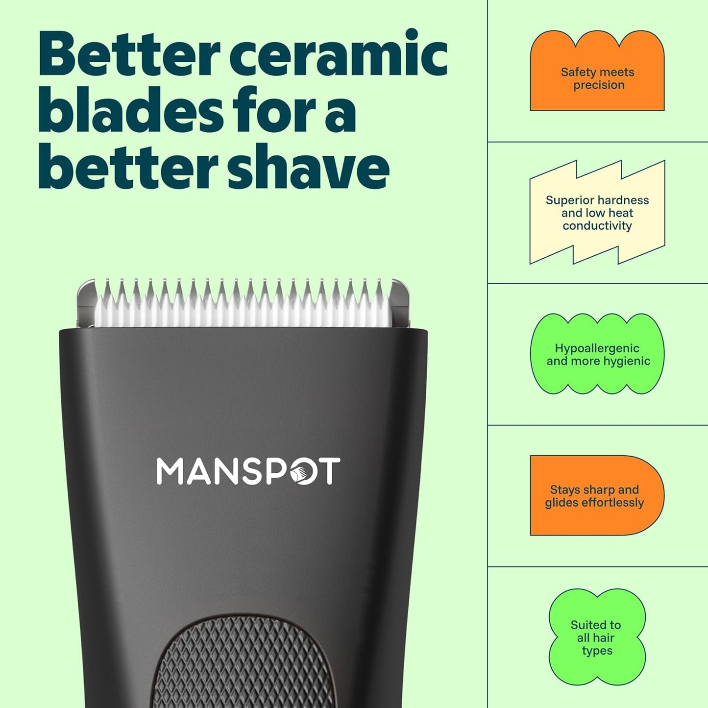 MANSPOT Manscape Groin & Body Hair Trimmer for Men, Electric Ball Pubi