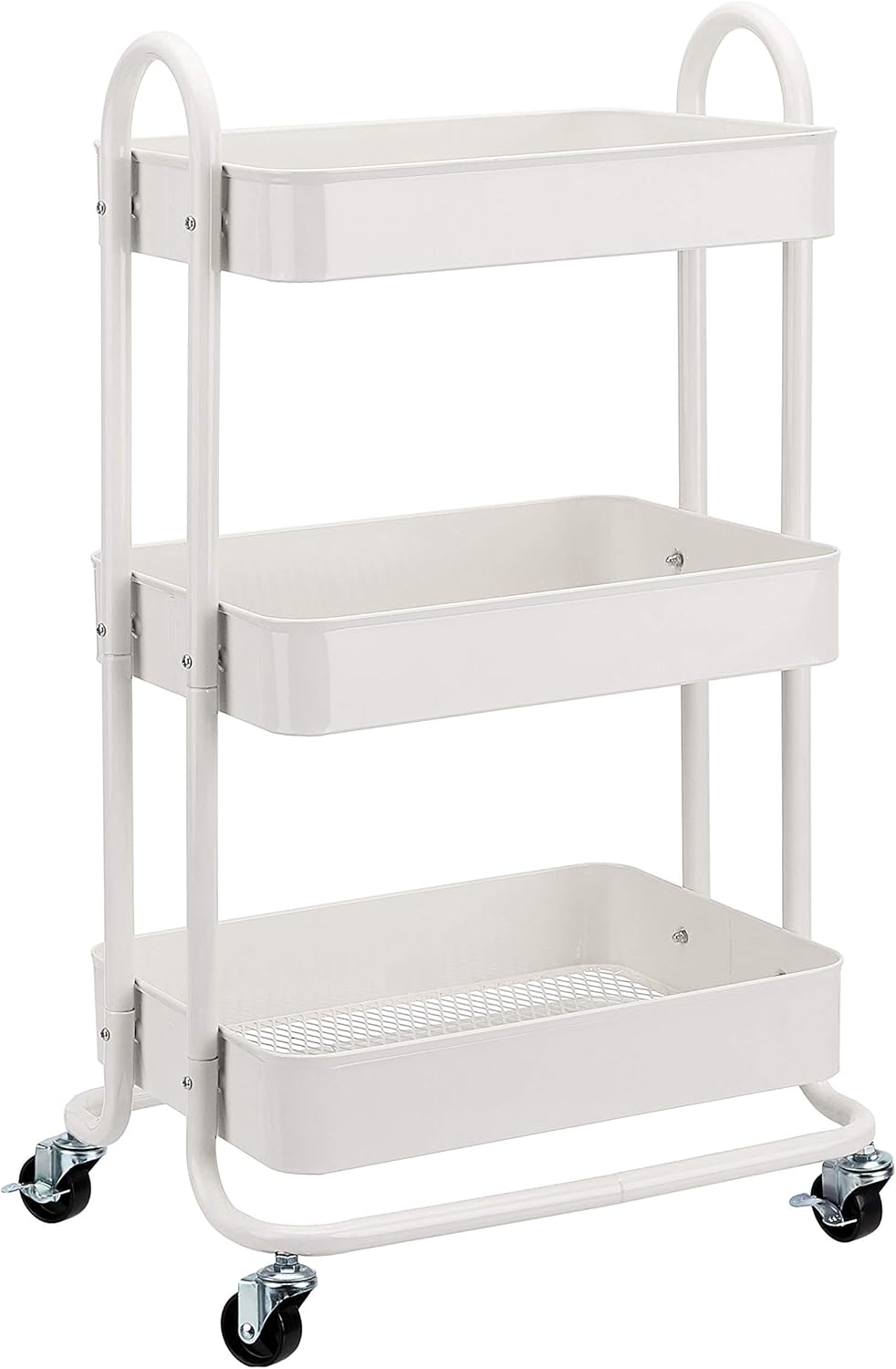 Amazon Basics 3-Tier Rolling Utility Cart, Storage Organizer, Lockable