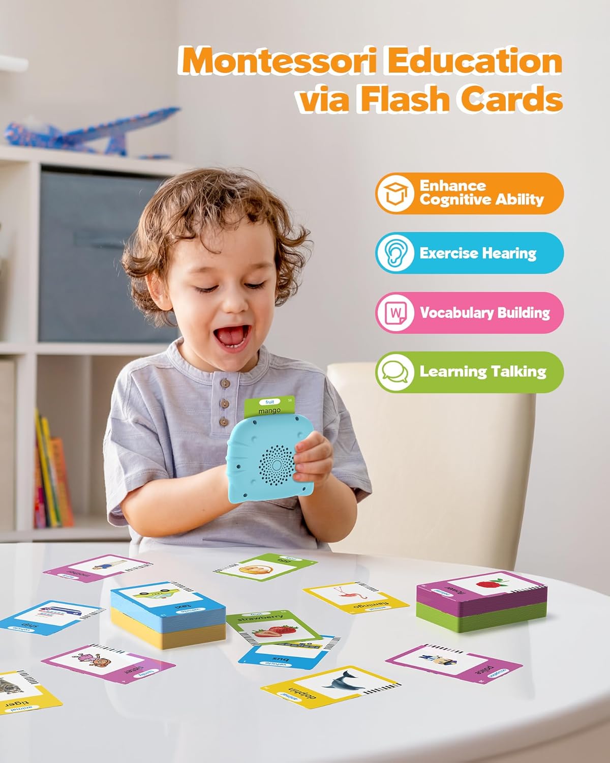 Talking Flash Cards for Toddlers 1 2 3 4 Year Olds, Montessori Languag