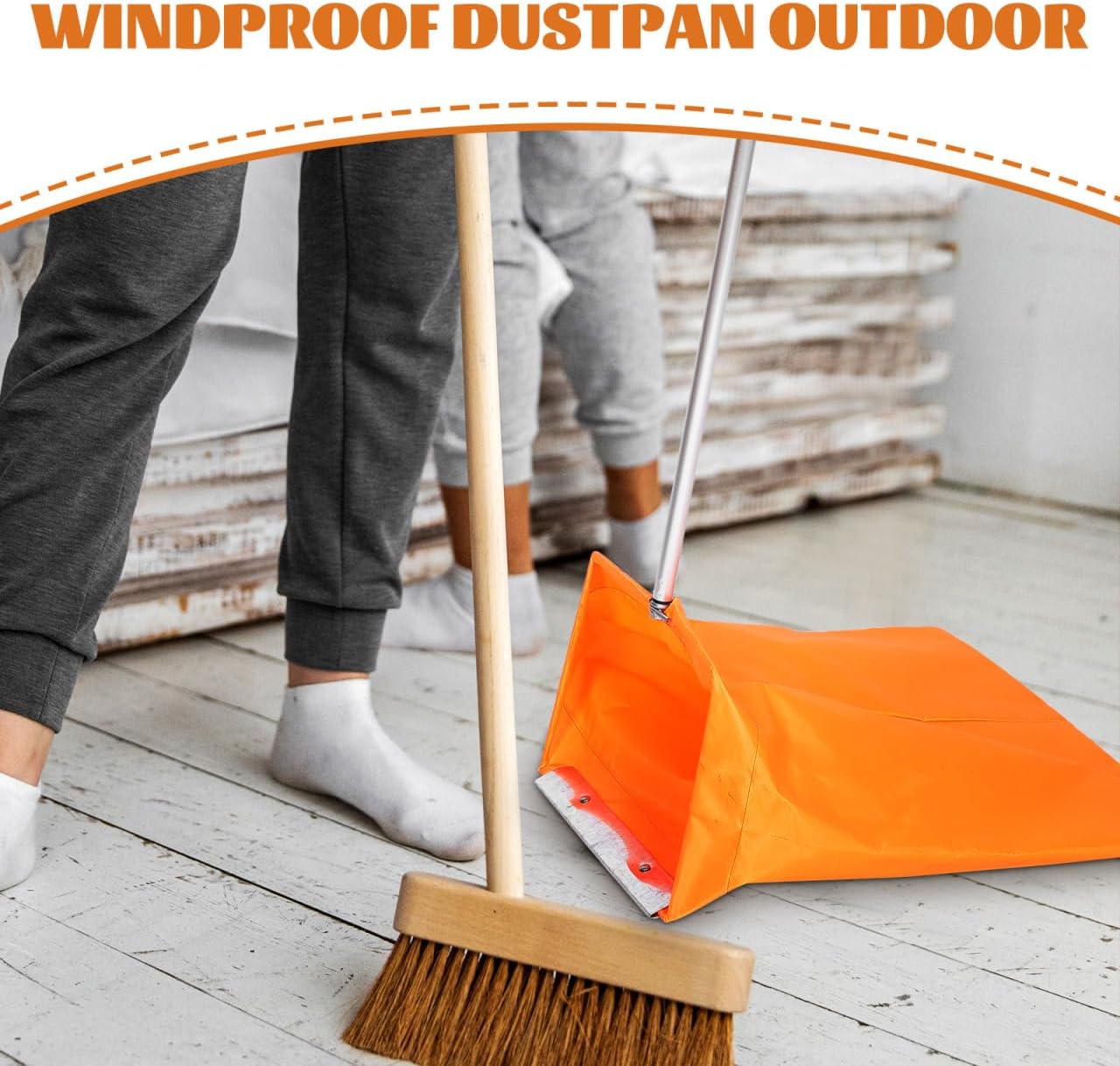 Windproof Garbage Bag with Dustpan and Trash Grabber Tool 33.07X20.07X12.20 Inch Outdoor Cleaning Pickup for Garden and Home