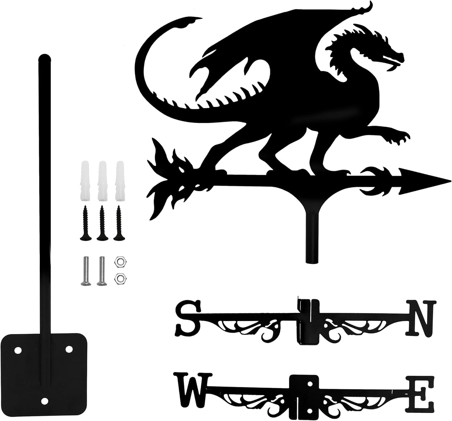 Dragon Wind Weathervanes for Roofs Mount, Mini Weather Vain Vein with 
