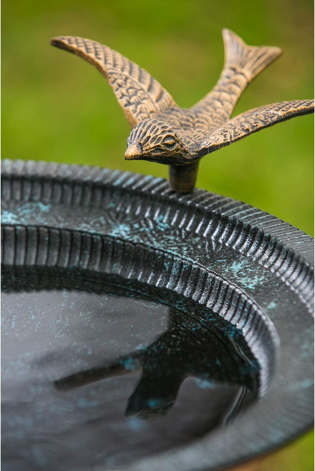 Evergreen Garden Hummingbird Bird Baths for Outdoors Heavy Duty | Metal Bird Bath Bowl with Stand | Ground Standing Bird Bath and Feeder for Garden Yard Deck