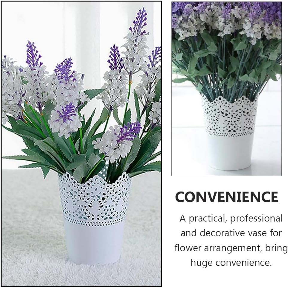 BESTOYARD 4 Pcs White Iron Floral Vase, Tabletop Flower Pot, Wedding B