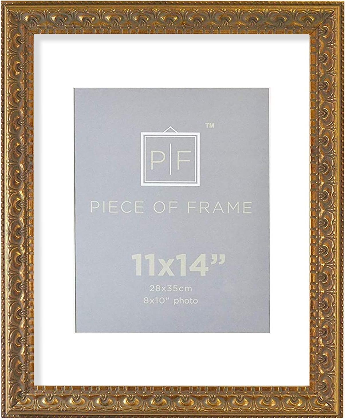 Golden State Art, 11x14 Ornate Finish Photo Frame, with White Mat for 8x10 Picture & Real Glass, Color: Bronze