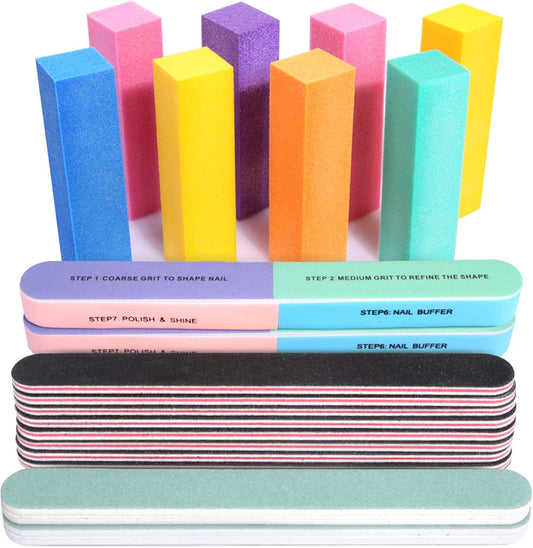 FANDAMEI Nail Files and Buffers, 20PCS Nail File Kit. Rectangular Nail