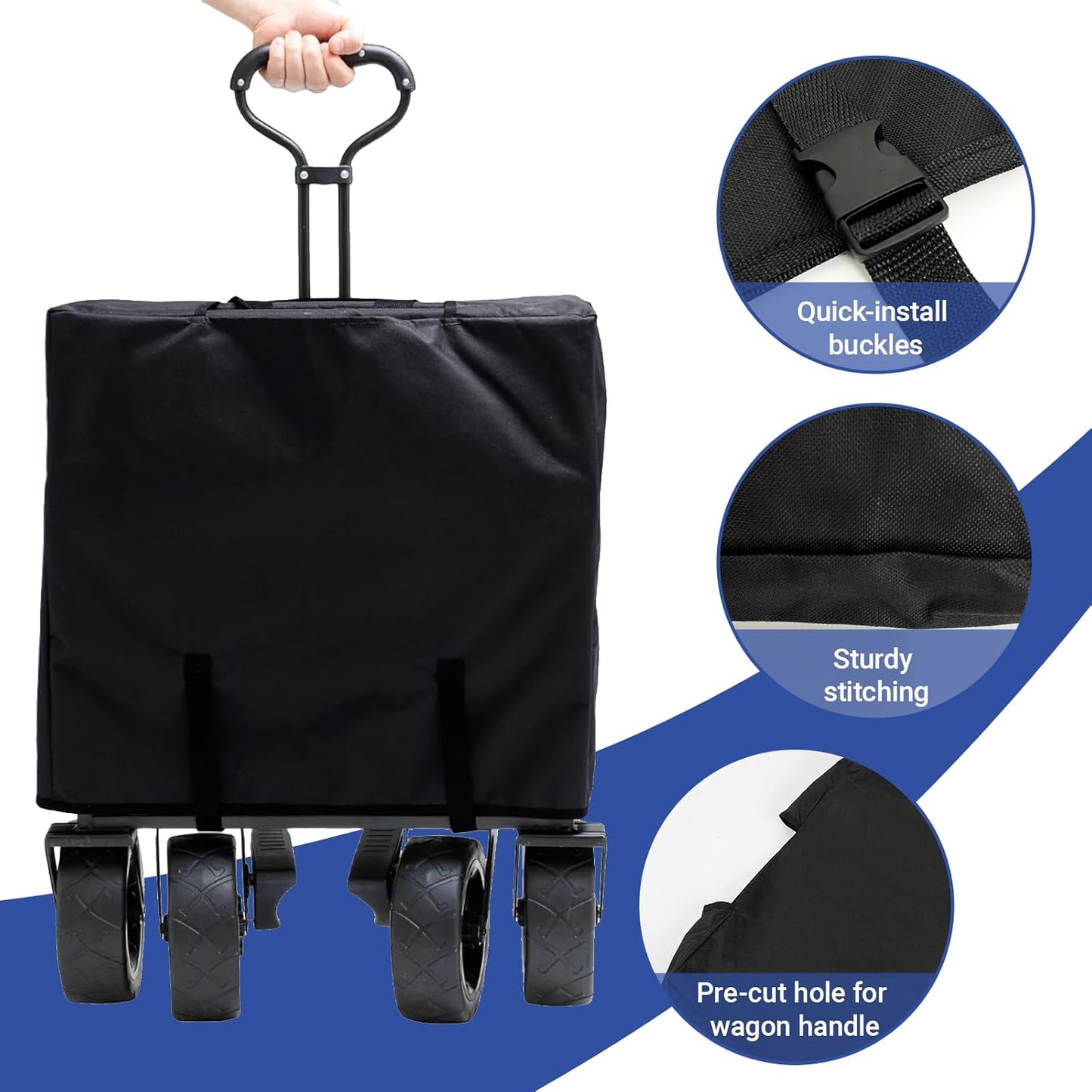Folding Wagon Cover Fit for Outdoor & Garden Cart Dustproof Accessories, 600D Heavy Duty, 22"x17"