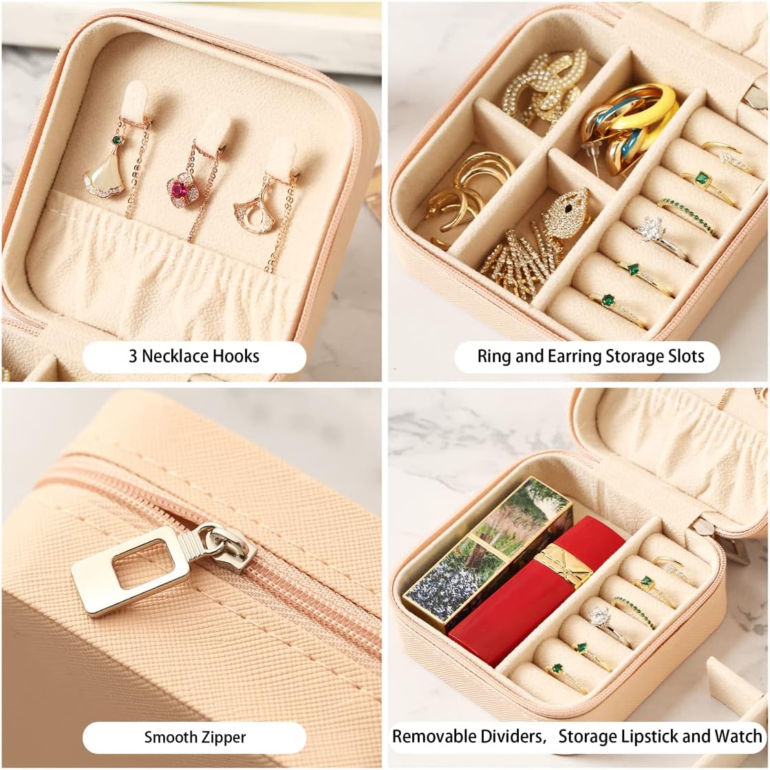 Travel Jewelry Case, Mini Portable Jewelry Travel Boxes, Small Jewelry