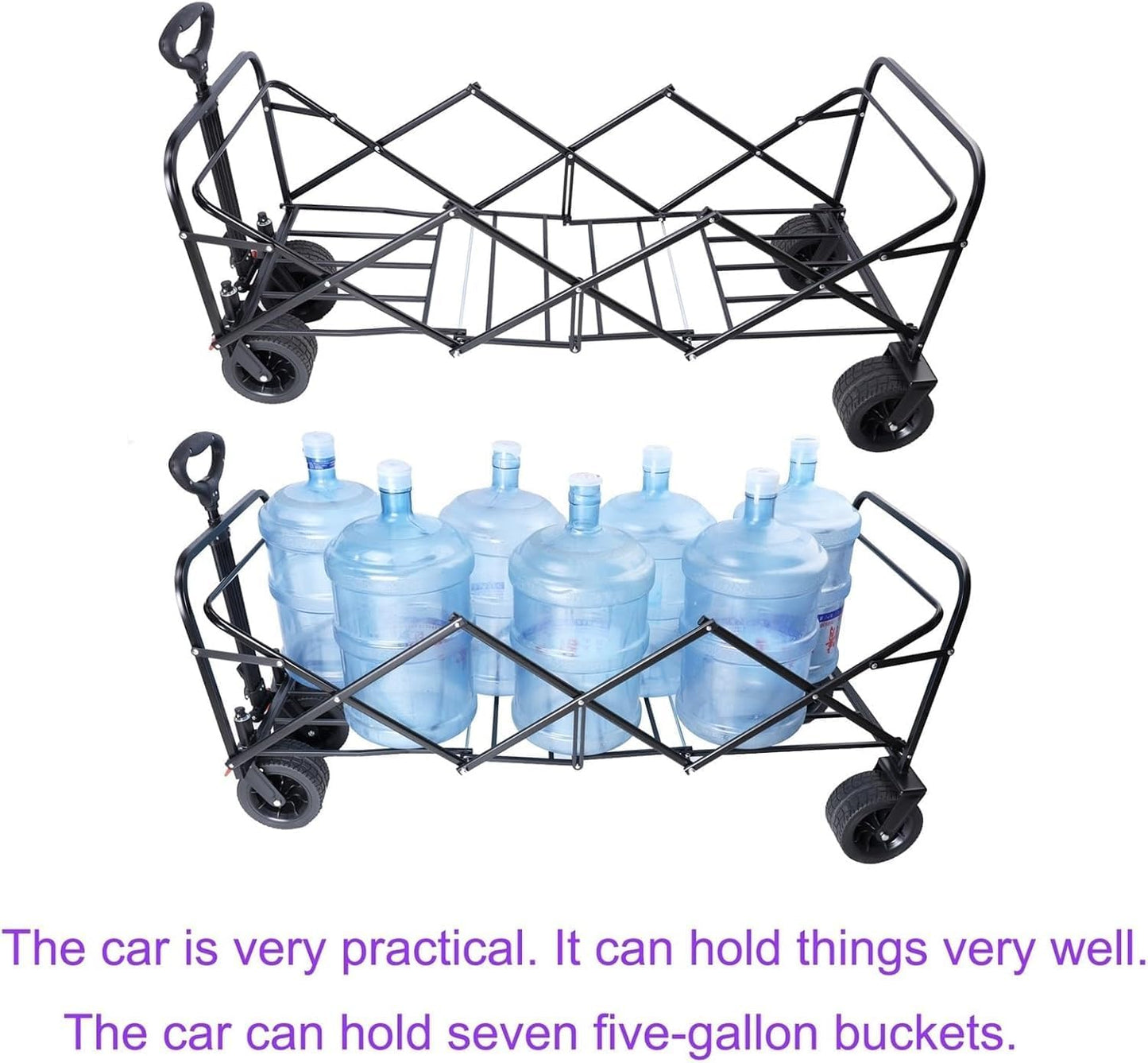 Extra Long Extender Folding Wagon, Beach Wagon for Sand with Big Wheel