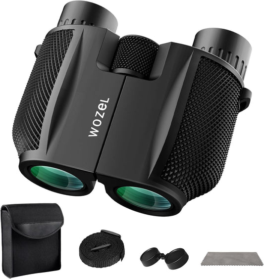 10x25 High Powered Binoculars for Adults - Wozel Compact Binoculars for Kids with Large View - Small Pocket Binoculars for Bird Watching Hunting Stargazing Cruise Ship Travel Hiking