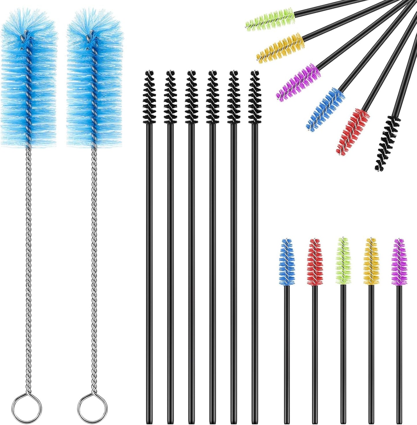 62 Pieces 3 Size Hummingbird Feeder Cleaning Brush Mini Nylon Tube Brush Set Nylon Hummingbird Feeder Parts Cleaning for Bottles, Tubes, Jars, Bird(Blue)