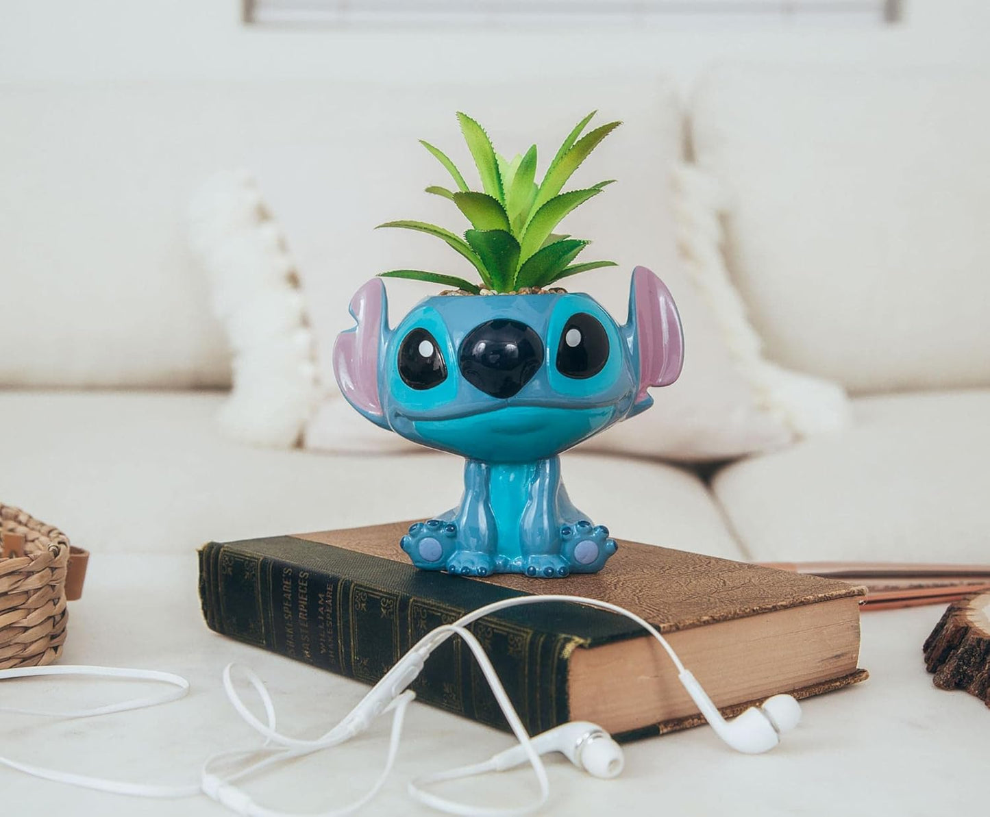 Toynk Disney Lilo & Stitch Full Body 5-Inch Ceramic Planter with Artificial Succulent