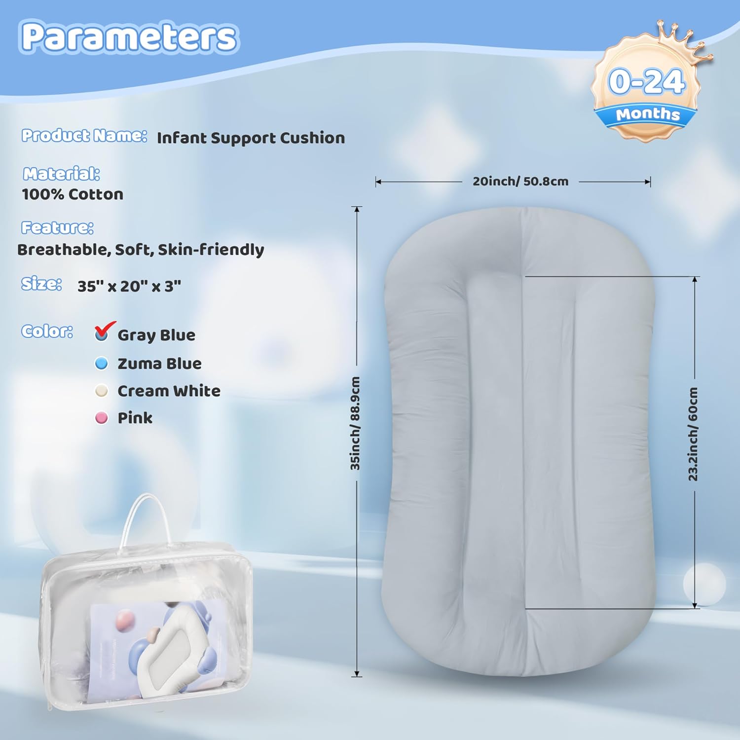 Infant Support Cushion - Baby Support Cushion for Newborn, 0-24 Months