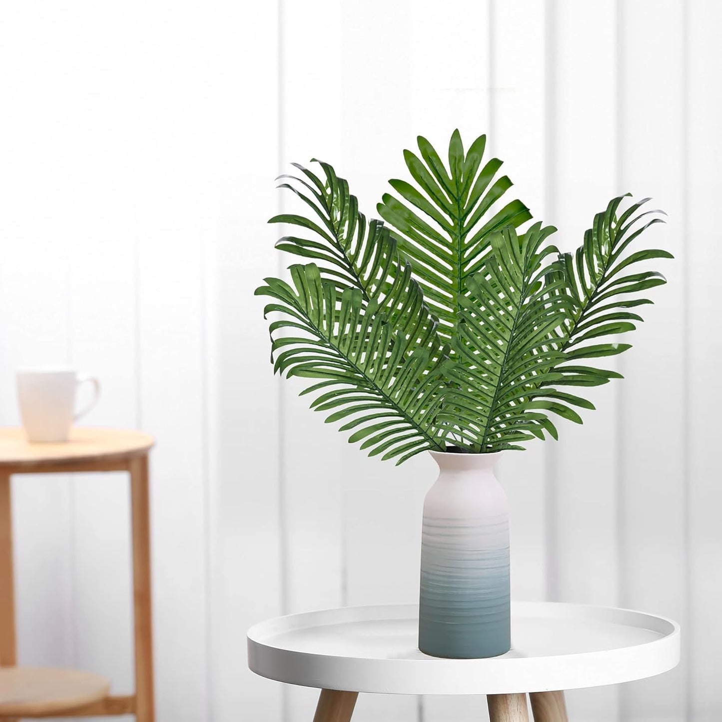 Grand Verde Palm Leaves Artificial Greenery Bulk Stems Tropical Hawaiian Decor Faux Tree Branches 21” Long Plastic Plants Sun-Resistant Indoor Outdoor Luau Wedding Decoration, 5pcs