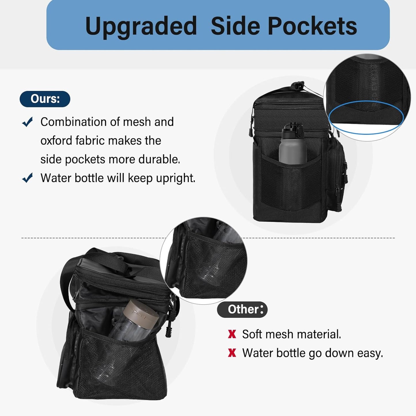 Lunch Box Cooler Bag - Tactical Insulated Lunchbox for Men - Large Soft Expandable Lunch Pail for Adults Work Outdoor Shifts Trips Black 16L