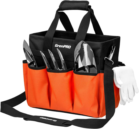 Garden Tool Bag Organizer, Heavy Duty Gardening Tote Toolbox with 10 P