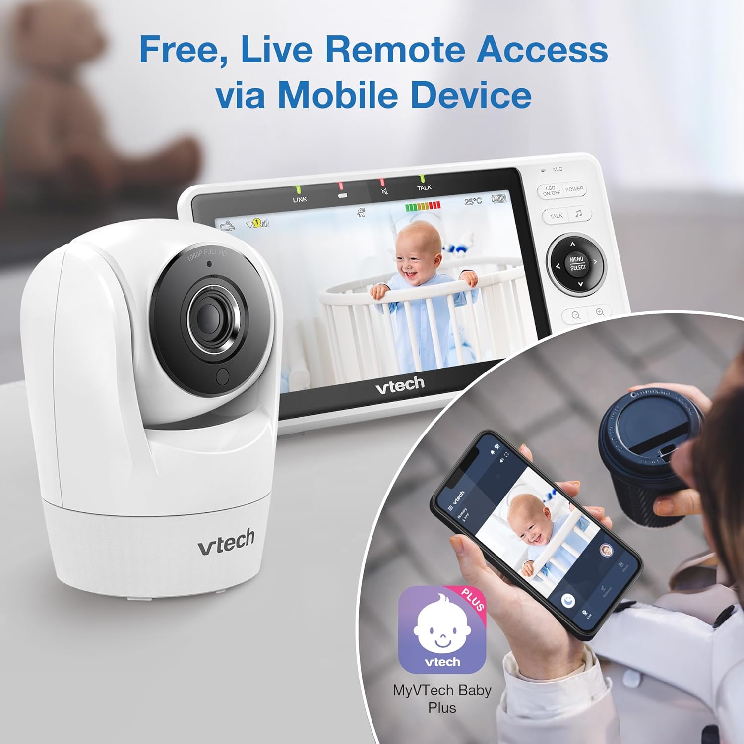 VTech VM901 Smart WiFi Baby Monitor with 1080p FHD Camera and 5" HD IP