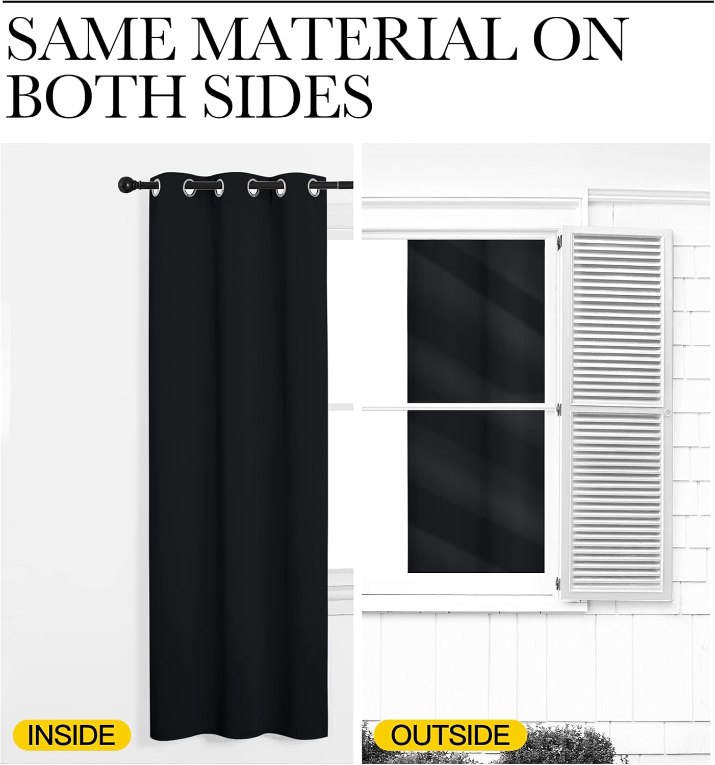 NICETOWN Pitch Black Solid Thermal Insulated Grommet Blackout Curtains/Drapes for Bedroom Window (2 Panels, 42 inches Wide by 63 inches Long, Black)