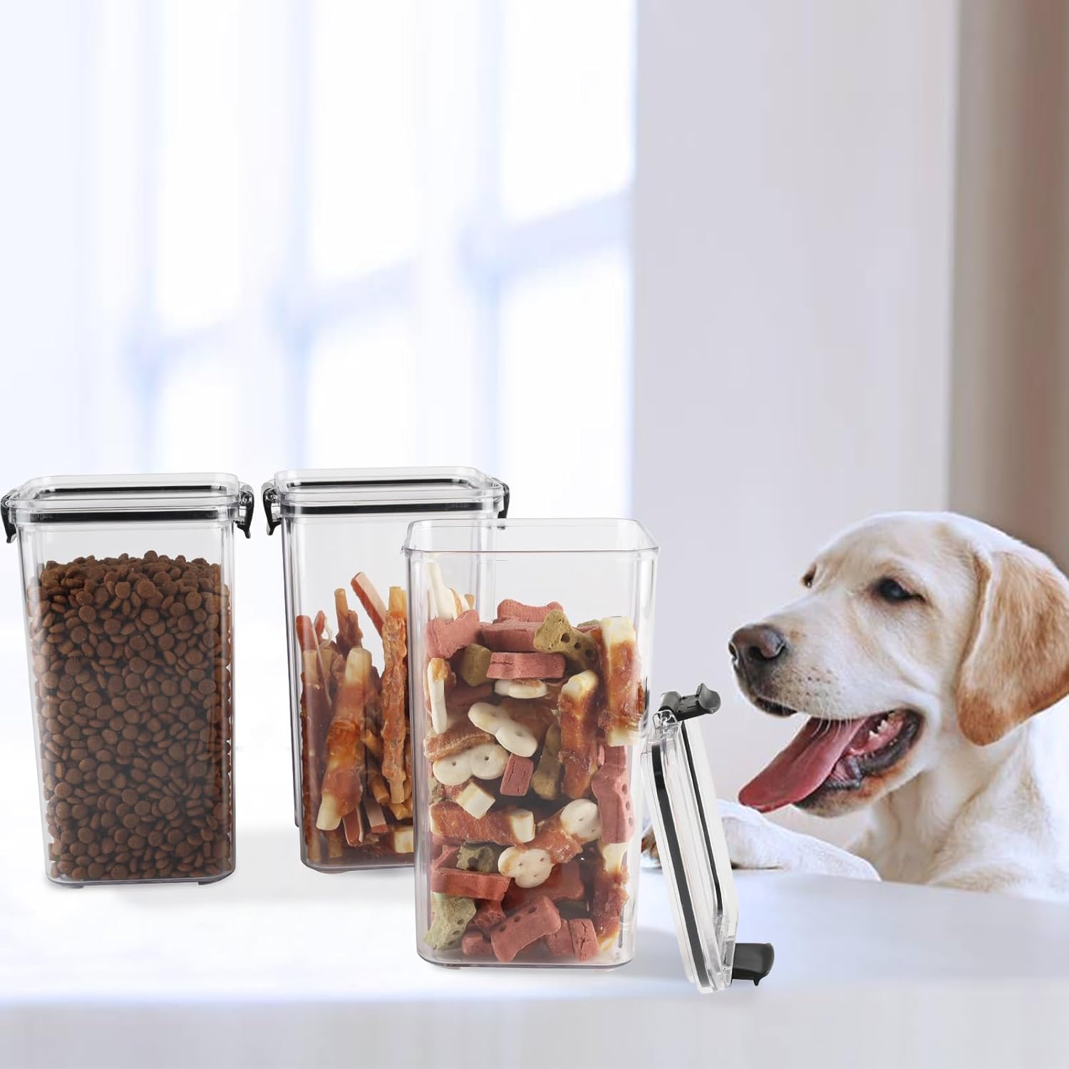 3Pack Pet Food Storage Containers, Airtight Dog Food Storage Container