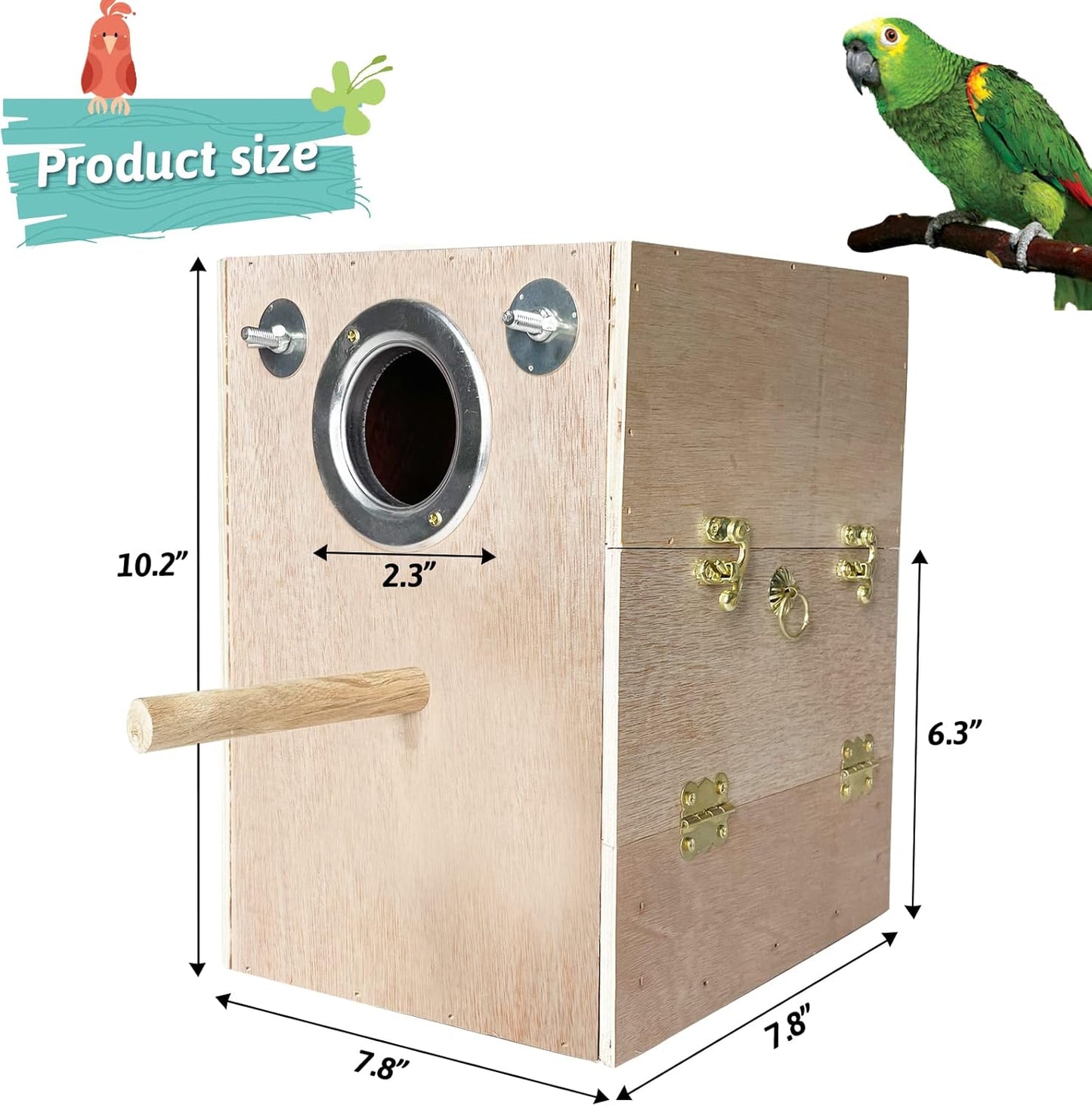 kathson Parakeet Nesting Box Wooden Bird Breeding Nest Parrots Mating House Wood Bird Aviary Budgie Cage Accessories for Cockatiel Finch Lovebirds Conure