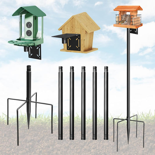 Bird House Pole, 92in Adjustable Bird Feeder Pole for Outdoors, Heavy Duty Smart Feeder Pole Mount Kit for Feeders, Birdhouse, Weather Station, Birdwatching
