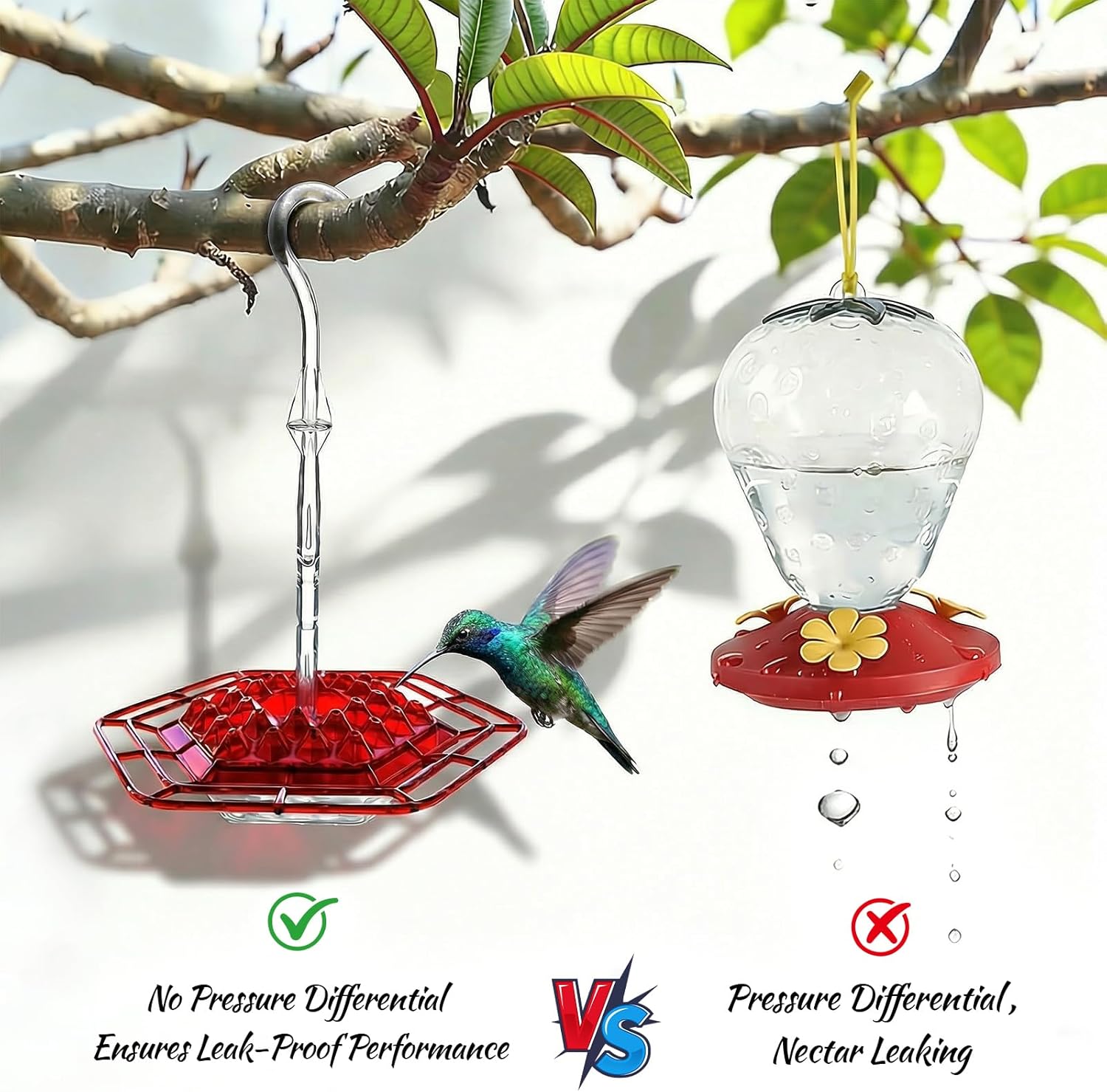 Hummingbird Feeders for Outdoors Hanging with 30 Feeding Ports Saucer 