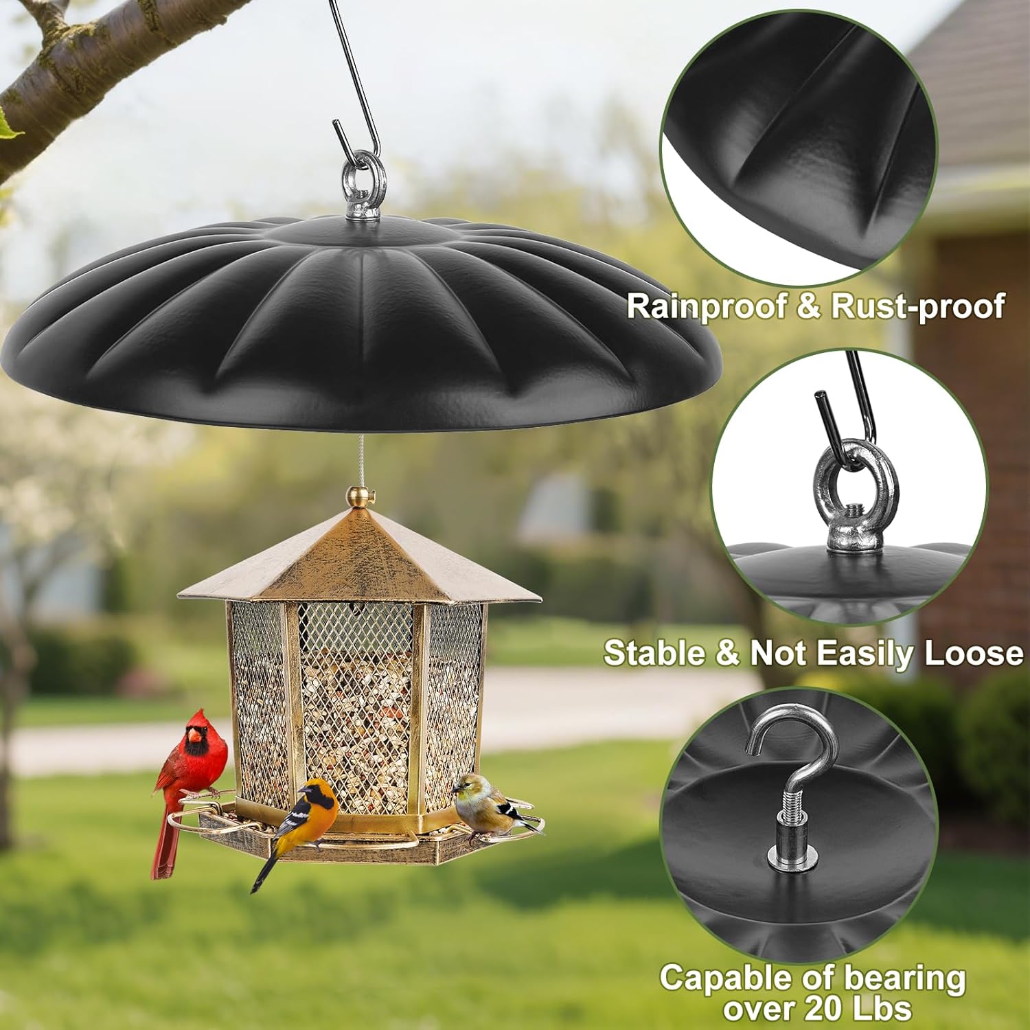 Bird Feeders Cover, Metal Squirrel Baffle for Bird Feeder, Squirrel Pr