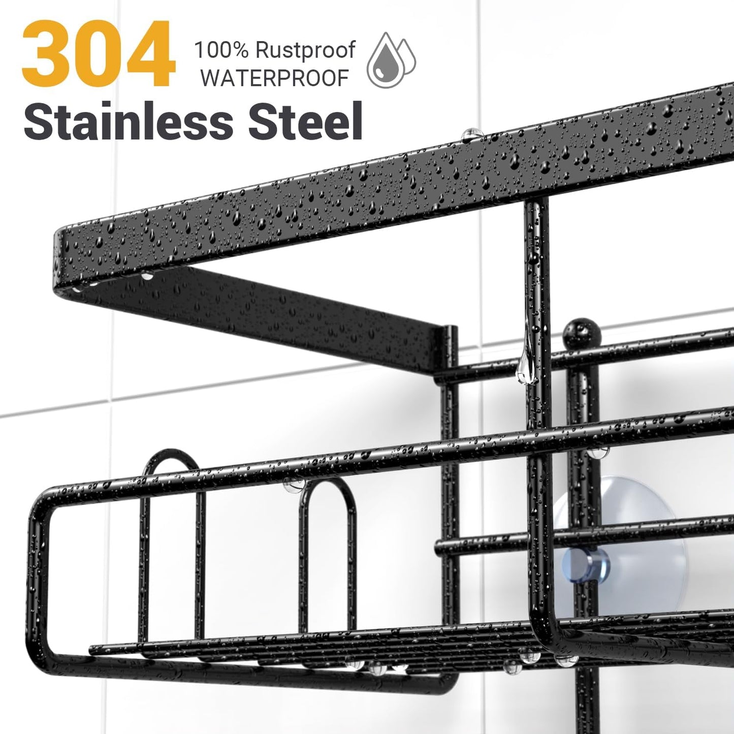 Shower Caddy Hanging Bathroom Organizer: Rustproof Shelf for Inside Shower - No Drilling Racks Over Showerhead - Bath Shelves for Shampoo Soap