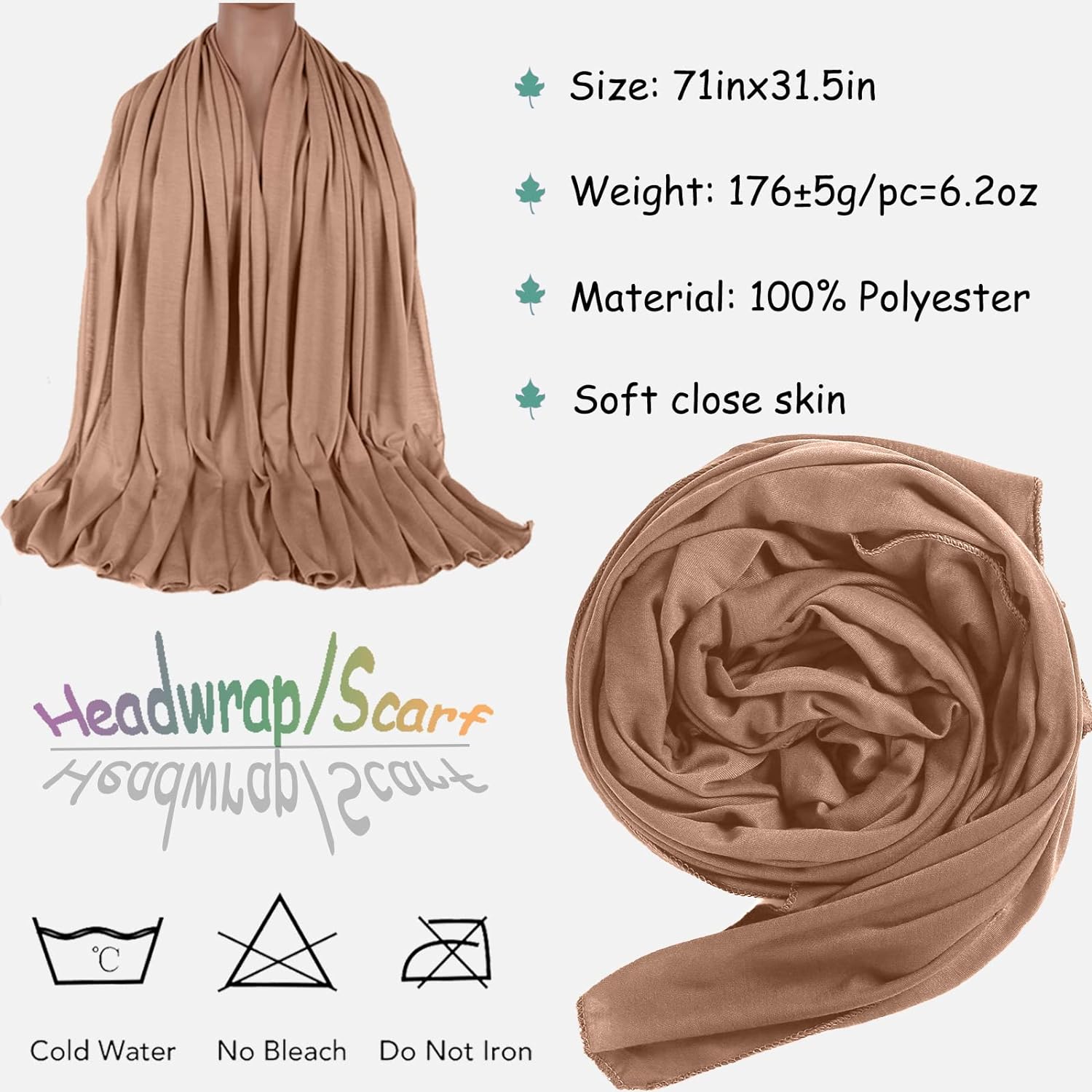ZRQ 5 Pieces Solid Color Multicolor Combination Stretch Hijab Extra Lo