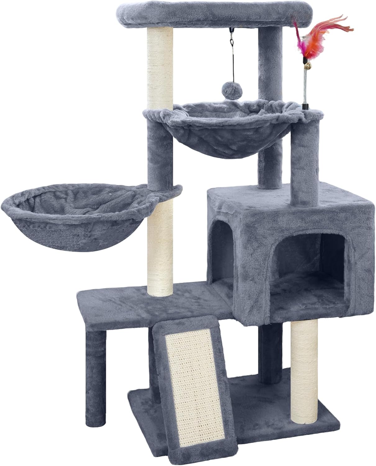 Cat Tree with Cat Condo and Two Hammocks, Cat Tree with Scratching Pos