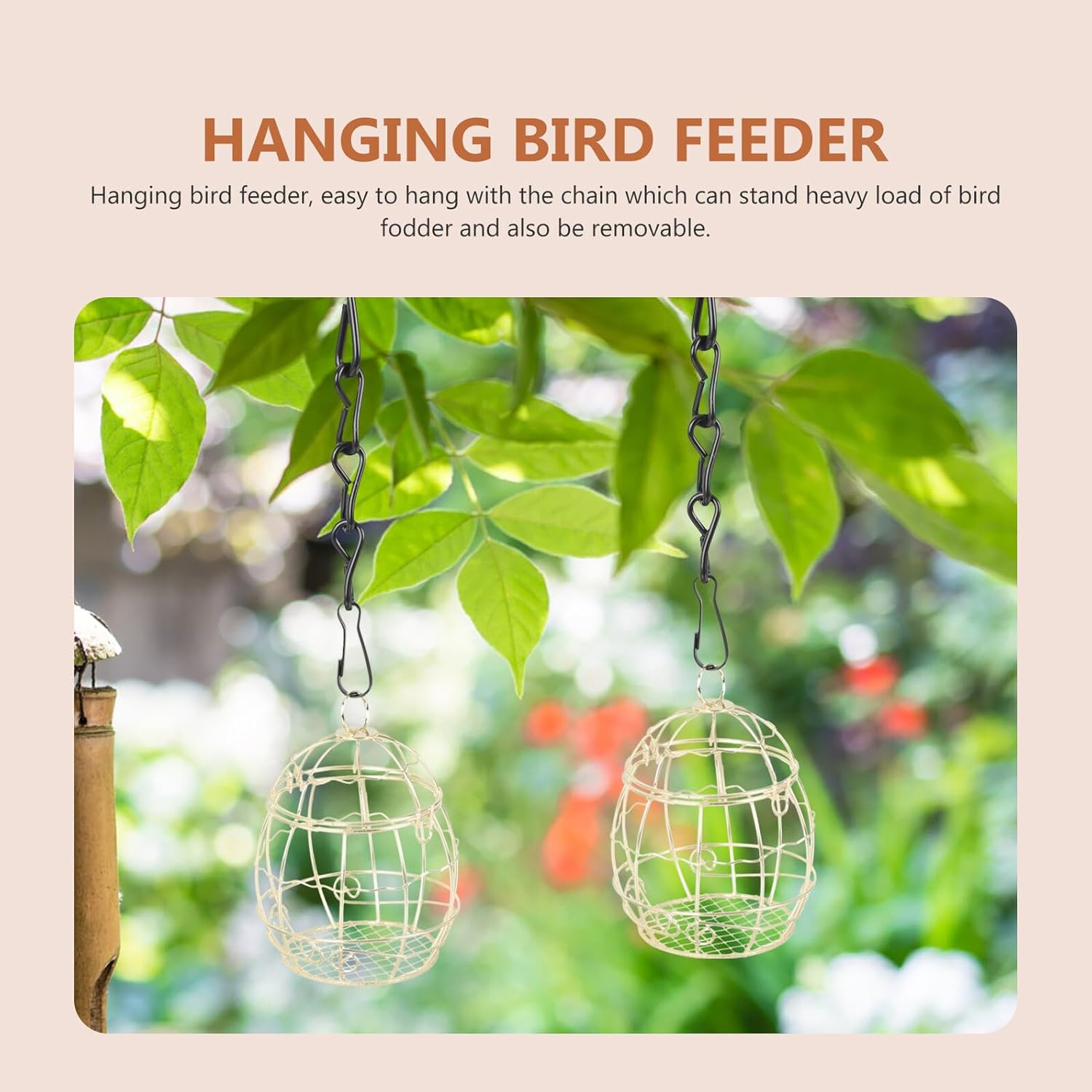 Milisten 2pcs Outdoor Hanging Bird Feeder Cage Metal Wire Small Swing 