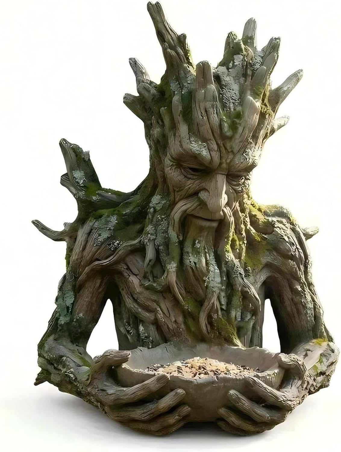Tree Intergrted Bird Feeding, Outdoor Millennial Ancient Tree Bird Feeder, Tree-face Shaped Outdoor Bird Feeder with a Hidden Keyhole Hook, a Unique Garden and Patio Decoration, Ideal for Bird Lovers