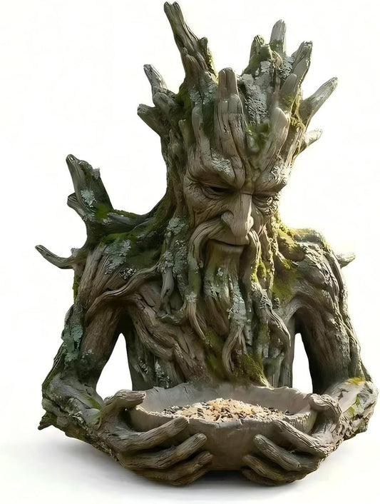 Tree Intergrted Bird Feeding, Outdoor Millennial Ancient Tree Bird Feeder, Tree-face Shaped Outdoor Bird Feeder with a Hidden Keyhole Hook, a Unique Garden and Patio Decoration, Ideal for Bird Lovers