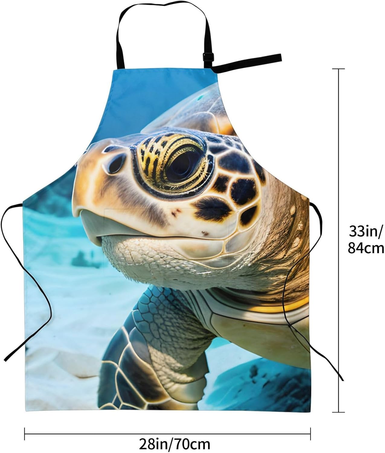 YANYU Big Sea Turtle Print 28x33 In Kitchen Apron Stylish Chef Apron with Pockets for Cooking Baking Painting
