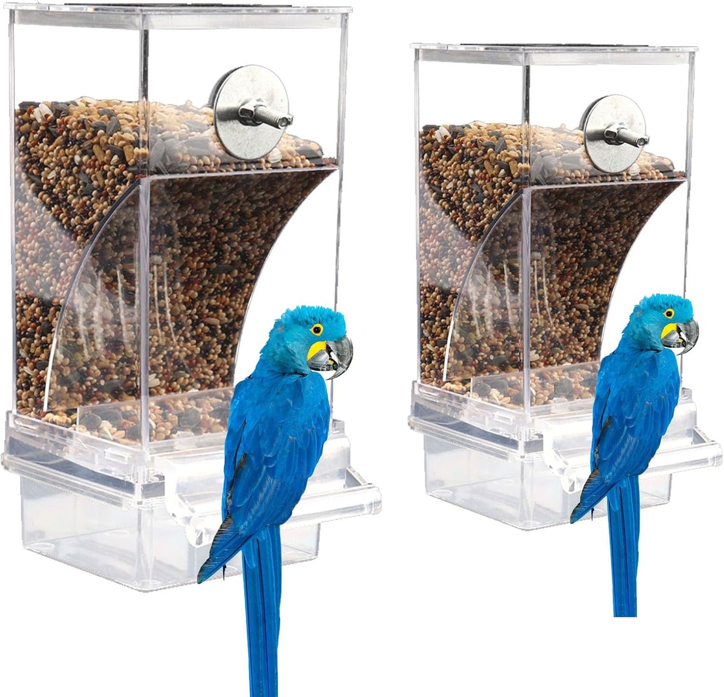 No Mess Bird Feeder for Cage, Automatic No-Spill Transparent Parrot Fe