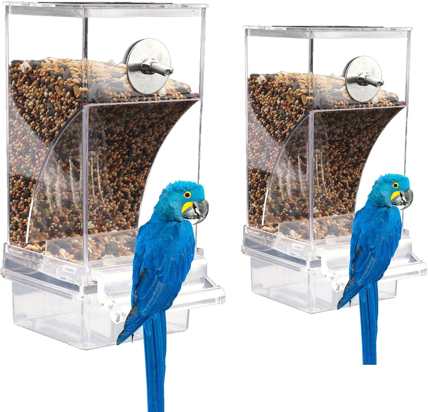 No Mess Bird Feeder for Cage, Automatic No-Spill Transparent Parrot Fe