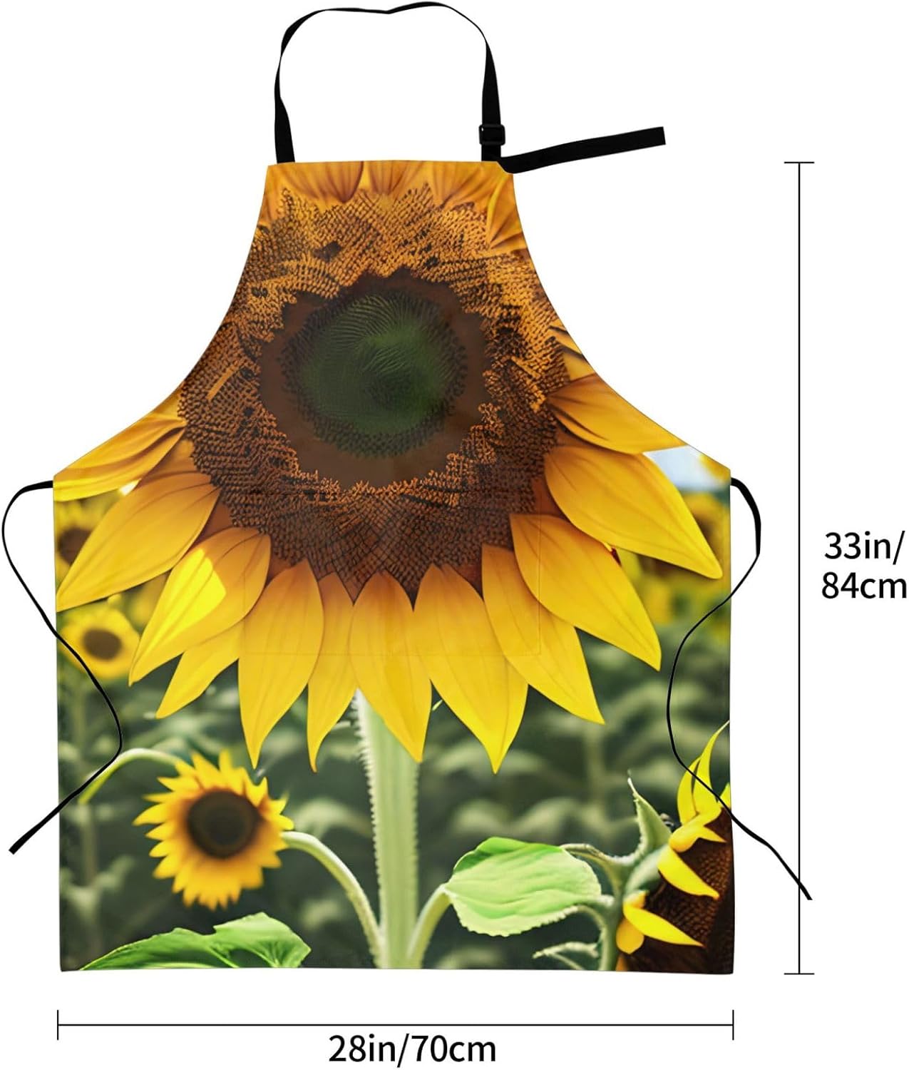 Yellow Sunflower Print 28x33 In Kitchen Apron Stylish Chef Apron with Pockets for Cooking Baking Painting