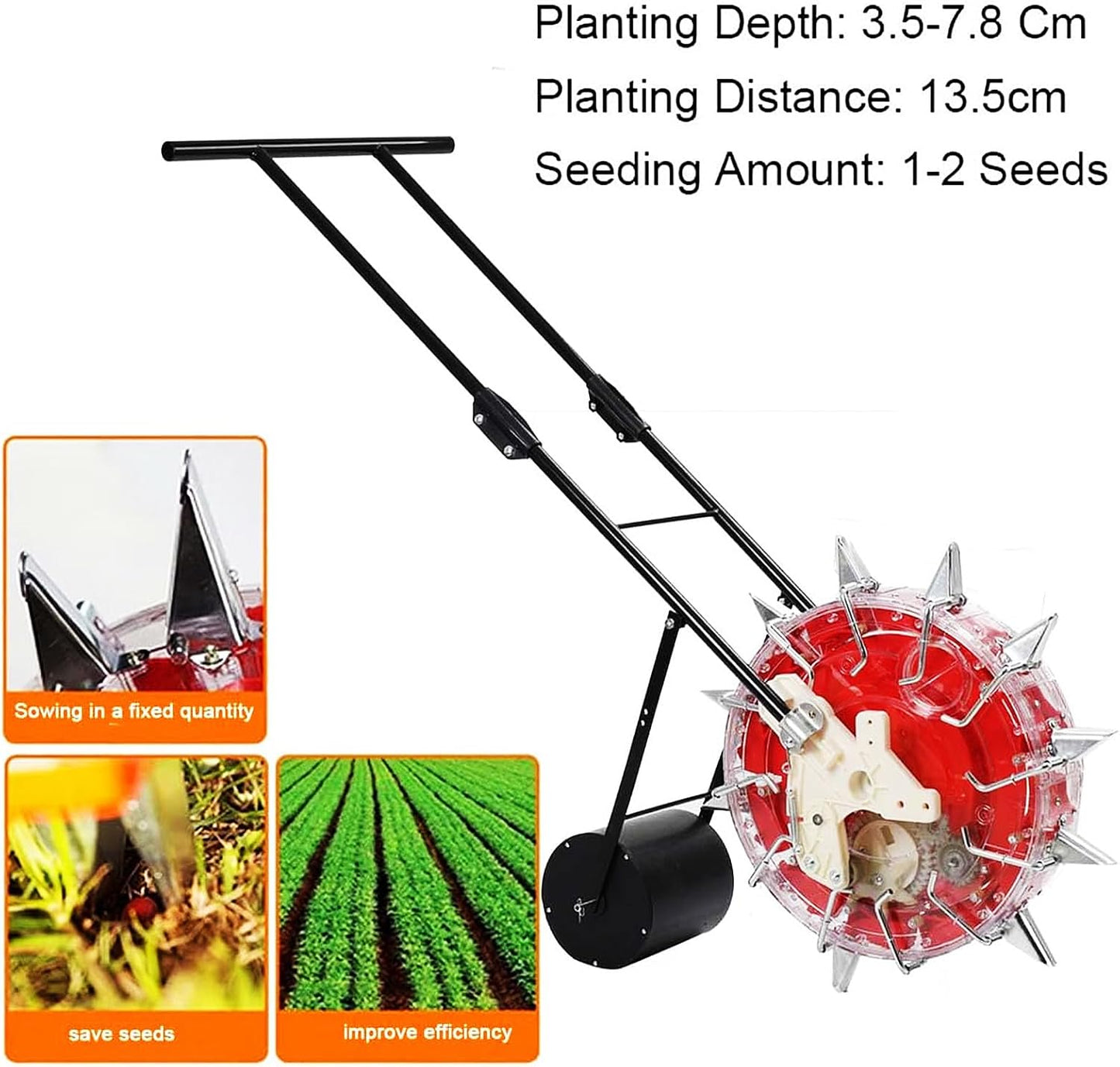 Manual Seeder Planter - Hand-Push Garden Seeder for Precise Planting of Corn, Soybeans, Peanuts & Cotton - 12 Holes, 3-15mm Seed Sowing Machine, Efficient Row Planter