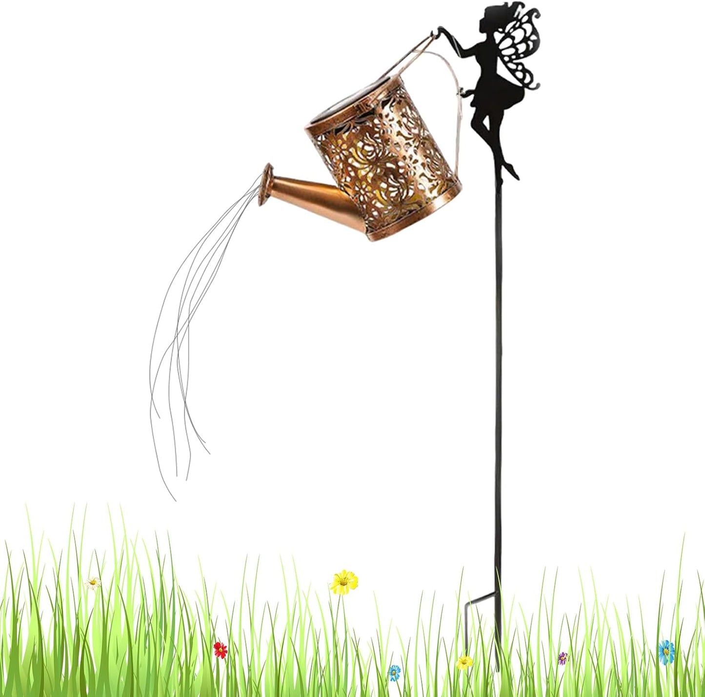 Solar Garden Decor - Christmas LED Waterproof Metal Retro Fairy Outdoor Lights, Solar Powered Pathway and Yard Lighting, Holiday Decoration for Home, Porch, Driveway, Lawn, Patio