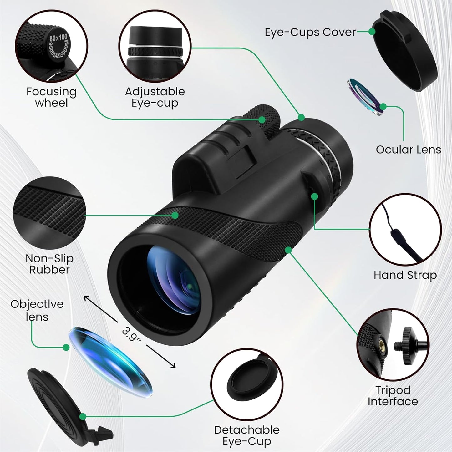 High Power 10x42 Monocular Telescope - Waterproof, Fogproof, Shockproof - Ideal for Bird Watching, Hunting, Camping, Hiking, and Wildlife Observation