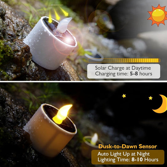 PChero Solar Candles Outdoor Waterproof, Pack of 6 LED Flameless Solar