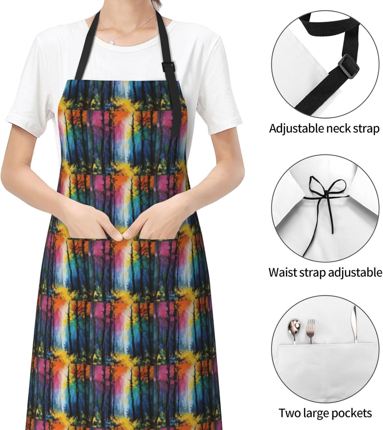 YANYU Tree Art Print 28x33 In Kitchen Apron Stylish Chef Apron with Po