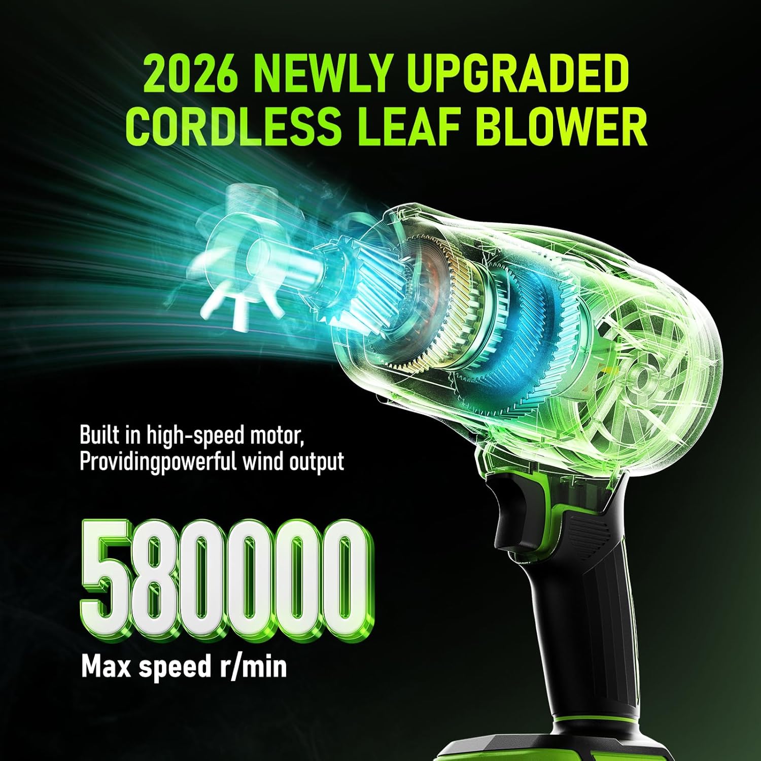 Electric Leaf Blower Cordless,580000RPM Lightweight Handheld Leaf Blow